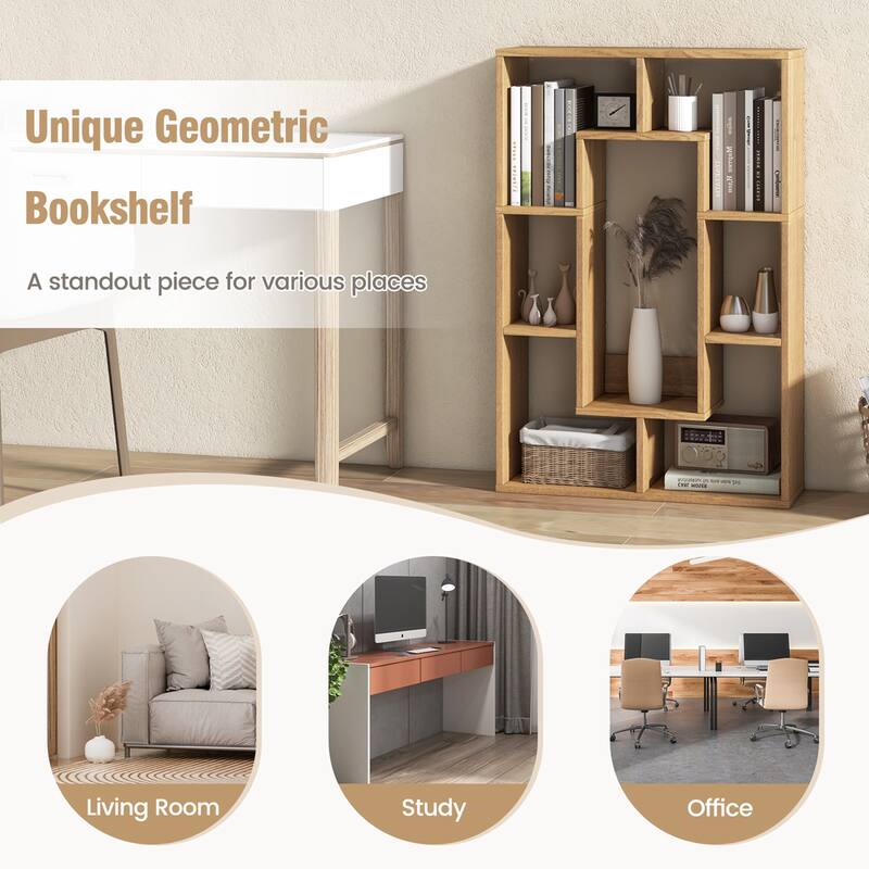 Costway 2 PCS 7-Cube Geometric Bookshelf with Anti-Toppling Device - See Details