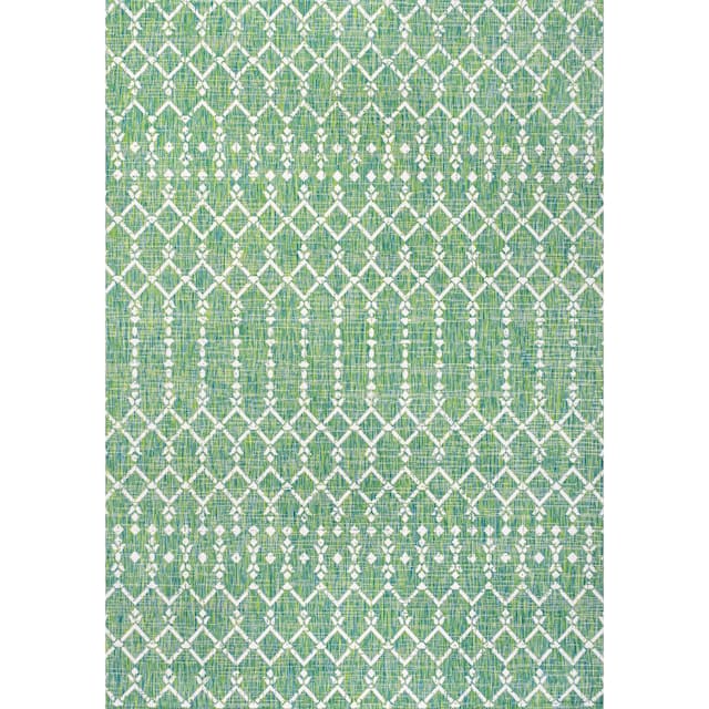 JONATHAN Y Trebol Moroccan Geometric Textured Weave Indoor/Outdoor Area Rug - 8 X 10 - Ivory/Green
