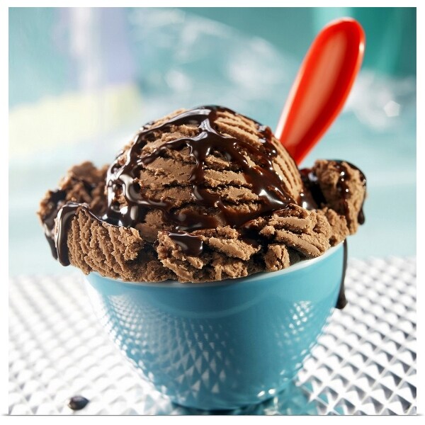 Shop "Bowl of chocolate ice cream with chocolate sauce" Poster Print ...