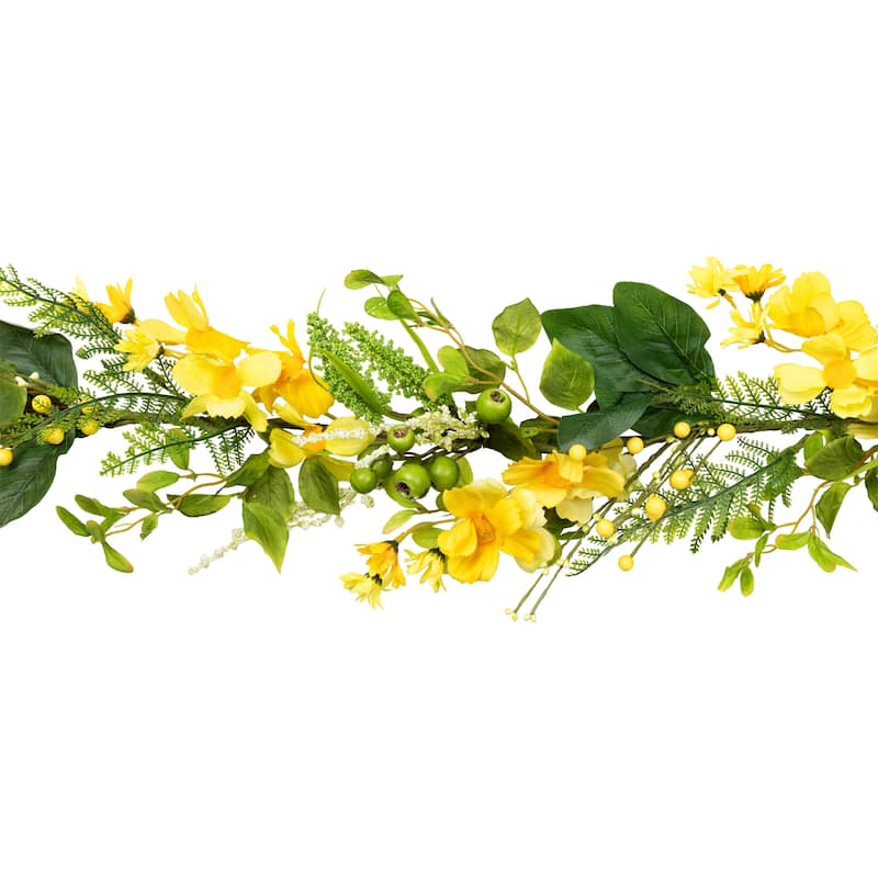 5' Yellow Daisy and Berry Floral Spring Garland