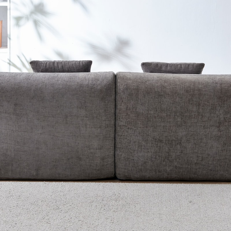 111.02" Curved Chenille Sectional Sofa, No Assembly Required