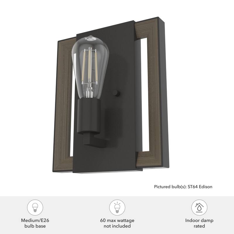 Hunter Woodburn Wall Sconce - Hallway, Bedroom, Artwork - Industrial, Rustic, Transitional - Damp Rated!