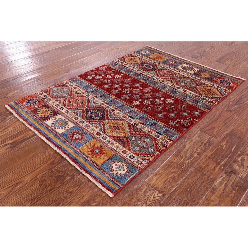 Golden Nile Khorjin Persian Gabbeh Handmade Wool Rug - 3' 3" X 4' 11"