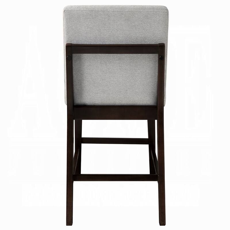 Eyna Counter Height Chair Set of 2, Gray Linen, Espresso Brown Wood