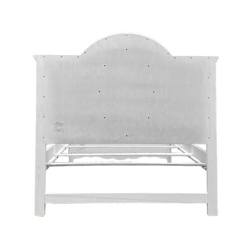 Wooden Bed with Arched Headboard in White Finish
