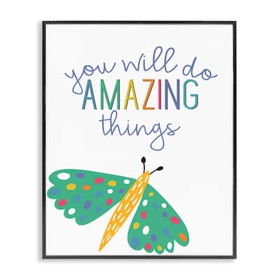Stupell Amazing Things with Dragonfly Framed Giclee Art Design By Kim Allen