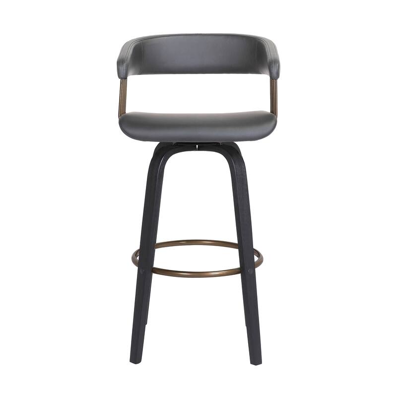 Topanga Modern Swivel Bar Stool, Upholstered Counter Height Chair with Bentwood Legs