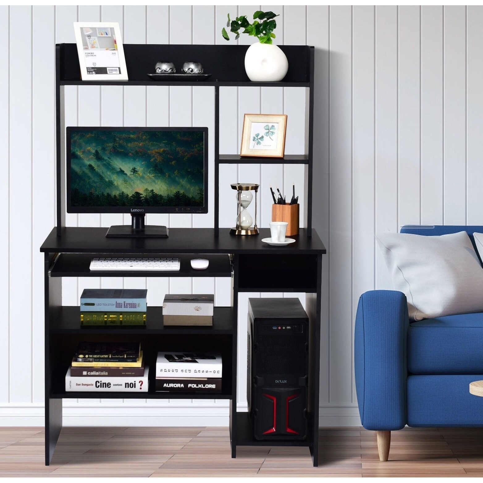 Shop Gymax Computer Desk Pc Laptop Study Table Bookcase