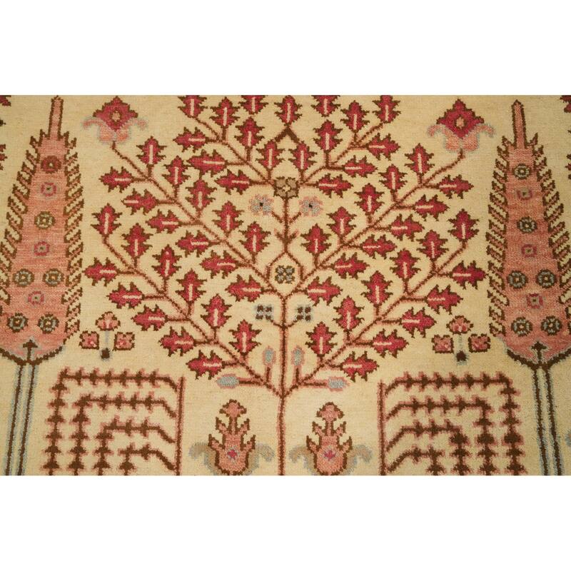 Hand Knotted Oriental 100% Wool Carpet Transitional All-Over Beige & Ivories Oushak Area Rug - 10' 2'' X 7' 9''