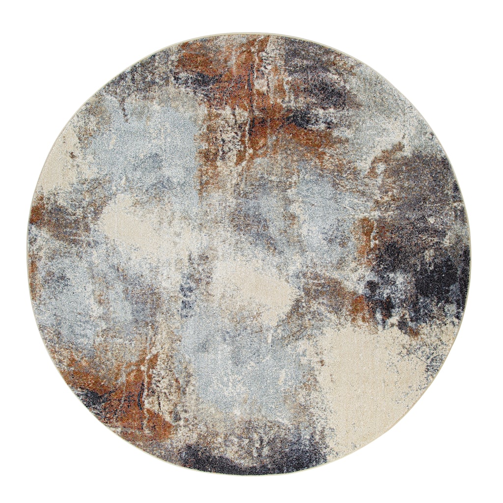Olympia Collection Blue and Beige Abstract Design Area Rug