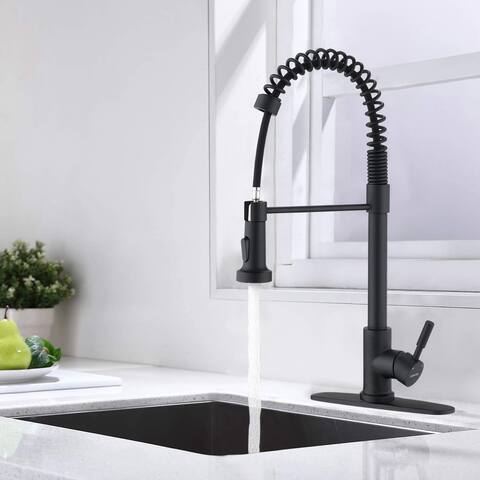 BATHLET Single Handle Kitchen Sink Faucet with Pull Down Sprayer - 7.52×21.38