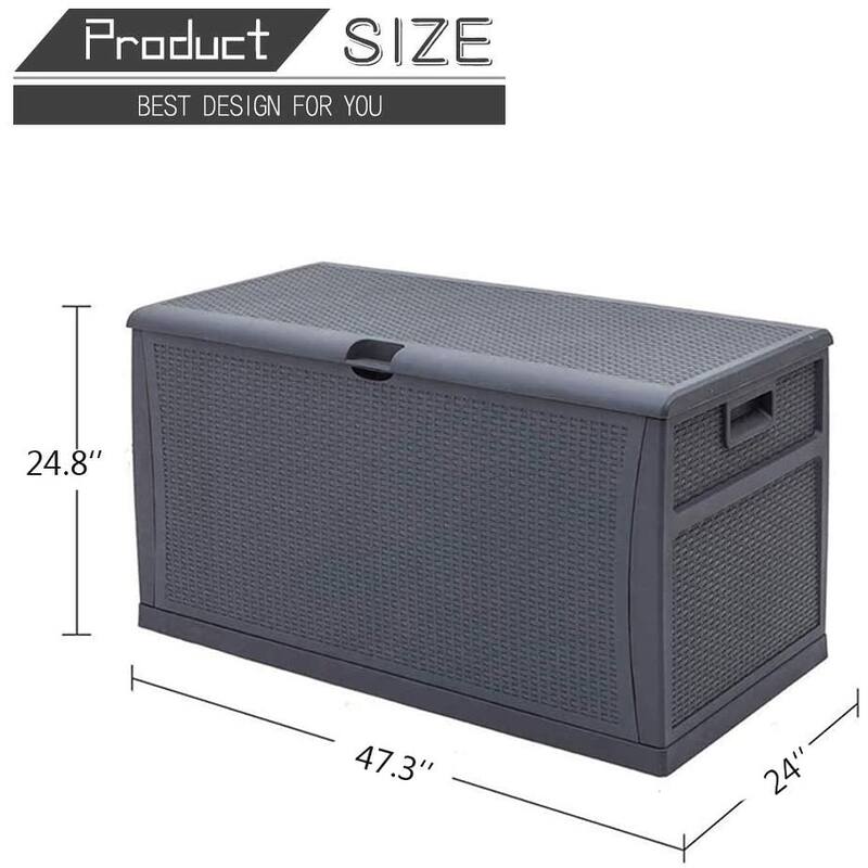 SUNCROWN 120 Gallon Deck Box Outdoor Resin Wicker Storage Container