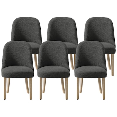 Farmhouse Water and Stain Resistant Boucle Upholstered Side Chair (Set of 6)
