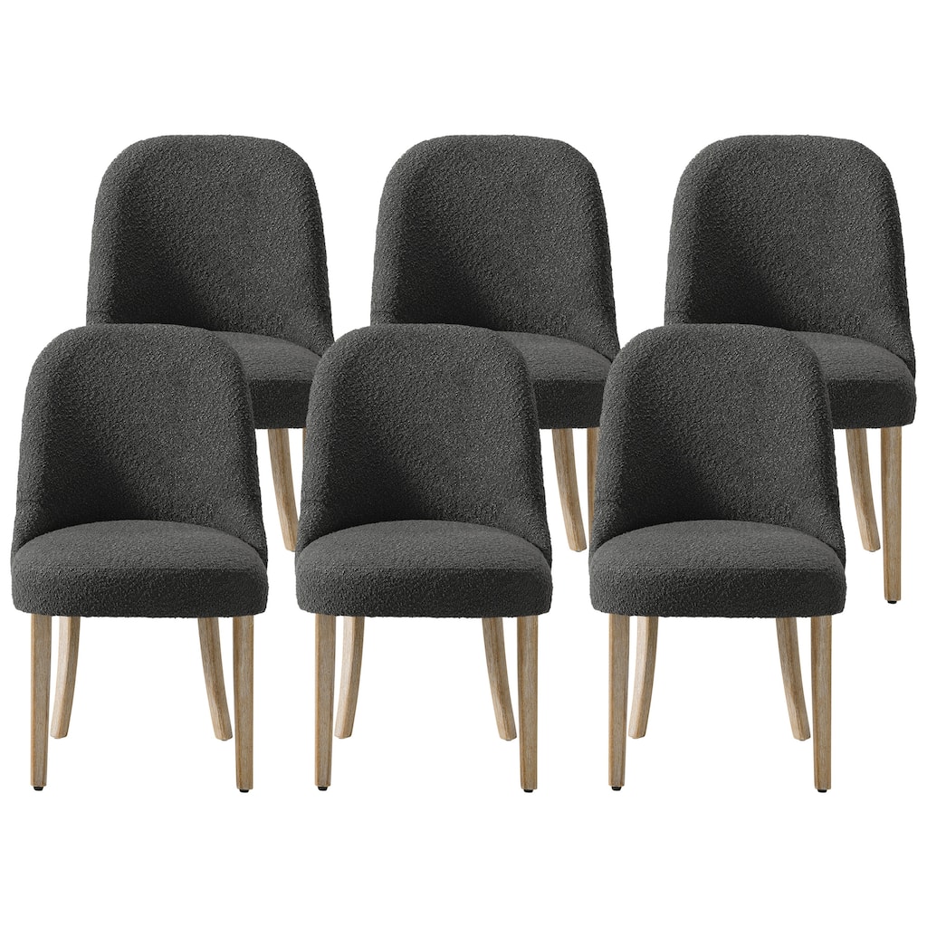 Farmhouse Water and Stain Resistant Boucle Upholstered Side Chair (Set of 6)