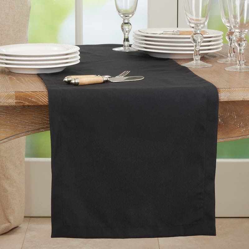 Everyday Design Solid Color Table Runner - Black - 16"x120"