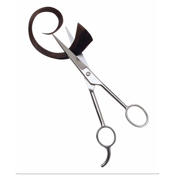 "Hairdressing scissors with lock of hair in blades" Poster Print - Multi