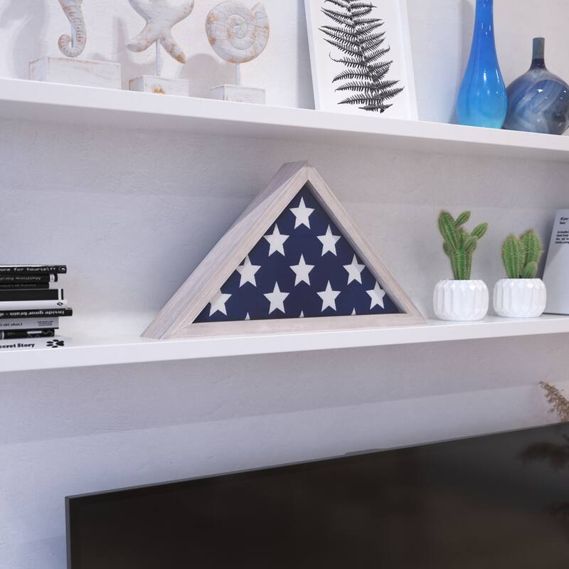 Solid Wood Display Case for 9.5 x 5 Veterans Flag