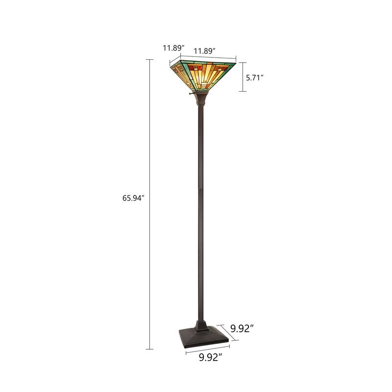 Tiffany-Style 1-Light Torchiere Floor Lamp 12" Shade