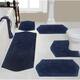Home Weavers Waterford Collection 5 Piece Genuine Cotton Bath Rugs Set - Navy