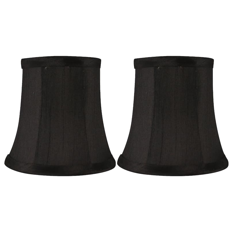 Meriville Faux Silk Clip On Chandelier Lamp Shades, 3.5-inch by 5-inch by 4.75-inch - Set of 2 - Black