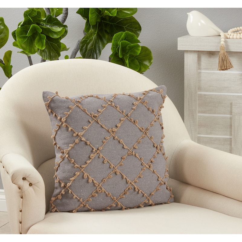 Throw Pillow With Dori Embroidered Design, 18"x18"