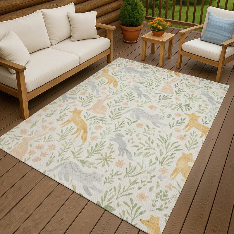 Machine Washable Indoor/ Outdoor Whimsy Foxy Chantille Rug