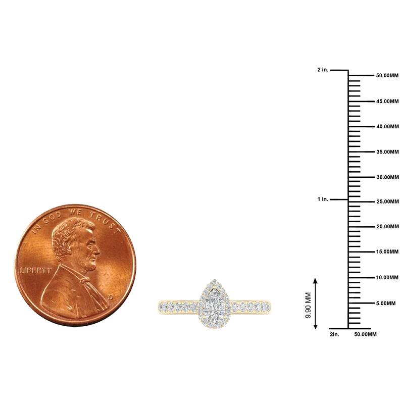 3/4ct TDW Diamond Pear Shape Halo Engagement Ring in 10k Gold for Women