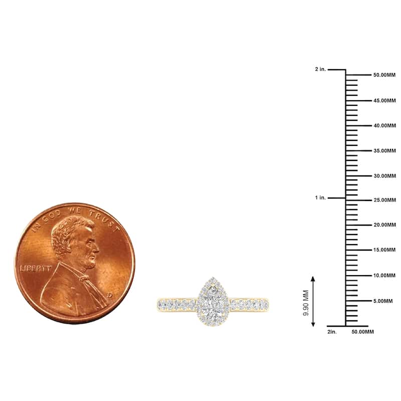 3/4ct TDW Diamond Pear Shape Halo Engagement Ring in 10k Gold