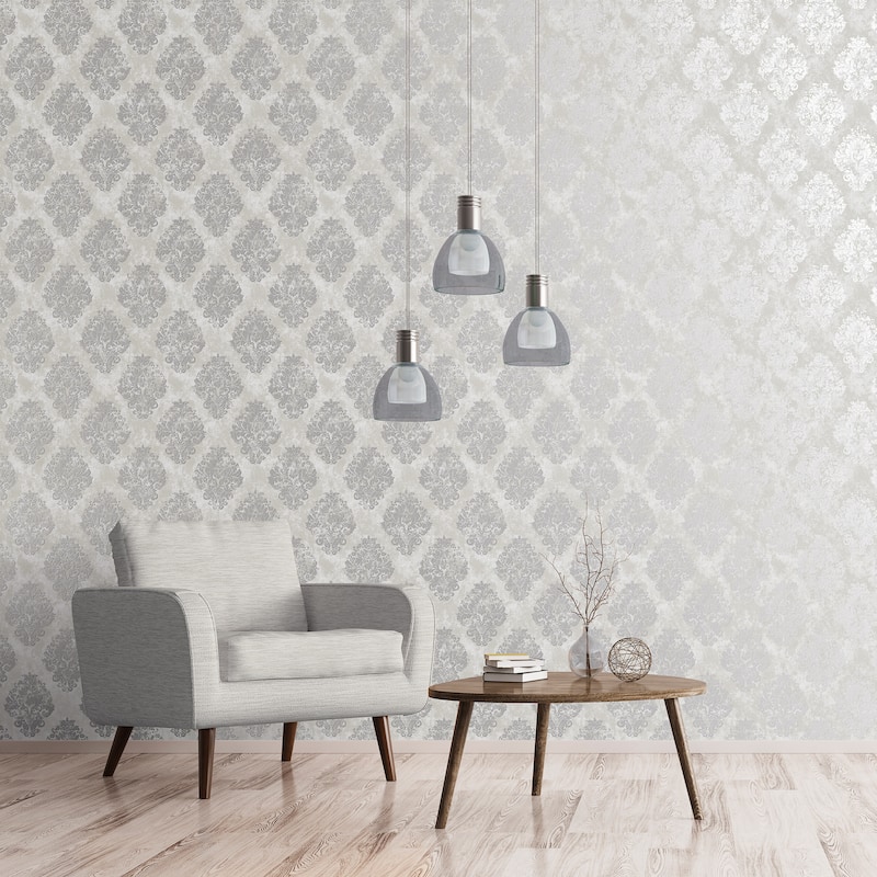 Galerie Wallcoverings Metallic FX Traditional Damask Non-woven Metallic Finish Wallpaper Roll