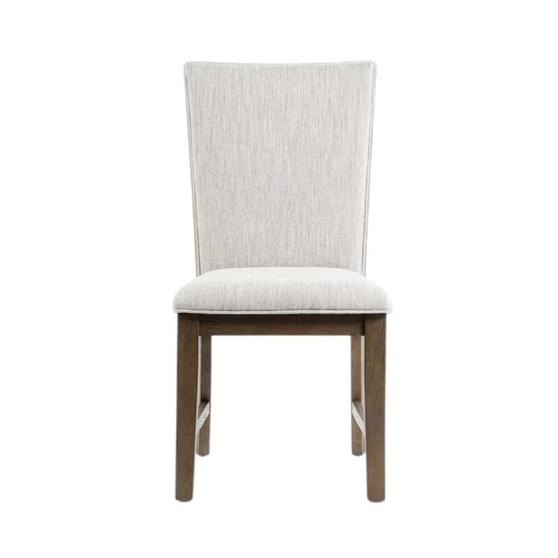 Set of 2 Upholstered Dining Chairs with Wooden Legs in Oak