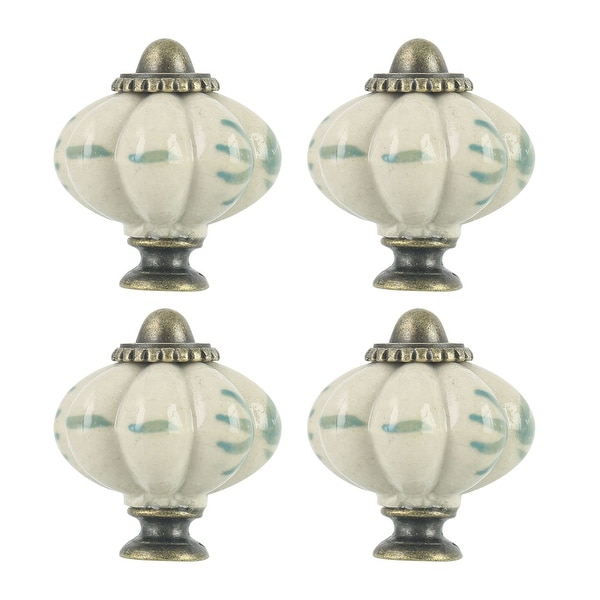 4pcs Ceramic Knobs Vintage Knob Drawer Round Pull Handle Furniture Cupboard Wardrobe Dresser Door Decorative, Beige