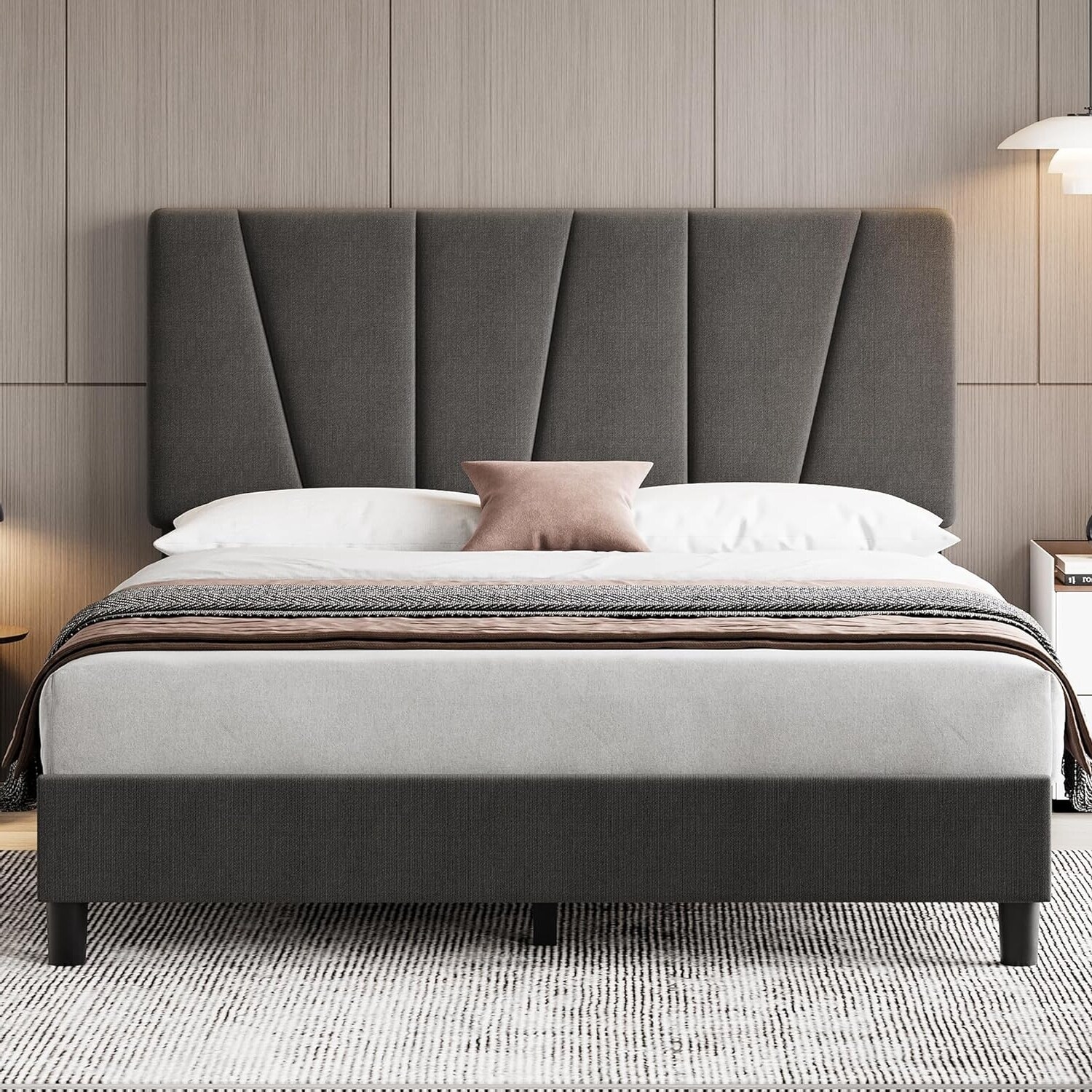 贈る結婚祝い No Headboard, Adjustable with Frame Bed Box Needed Spring アート・デザイン・音楽