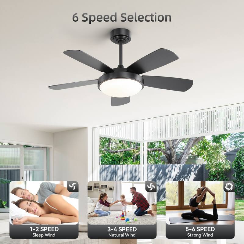 Sofucor 42 Inch Modern Ceiling Fan with Light and Remote,Memory Large LED,Quiet DC Motor,4500CFM High Velocity,ETL/FCC