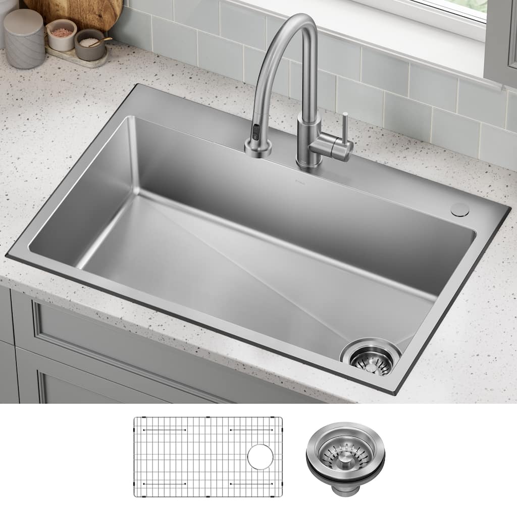 KRAUS Fairlane Drop In Top Mount 18 Gauge Stainless Steel Kitchen Sink