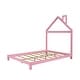 preview thumbnail 25 of 70, Wooden Platform Bed with Wood Slat Support, Modern Solid Wood Kids Bed Frame with House-shaped Headboard, No Box Spring Needed