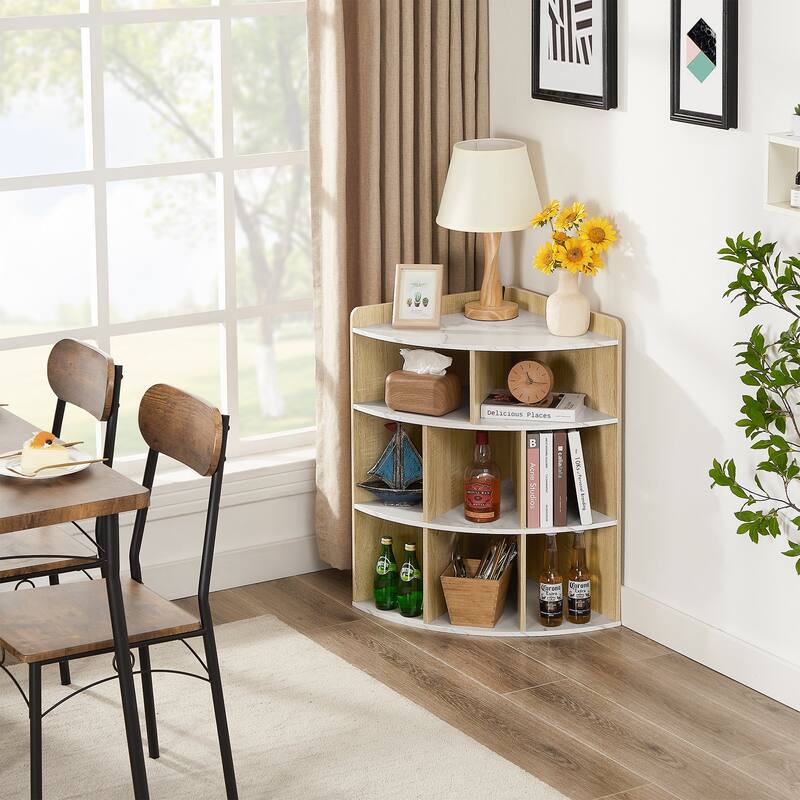 Javlergo 4-Tier Corner Bookcase, 8 Cube Triangle Bookcase Bookshelf Storage Cabinet for Home Office Bedroom Living Room