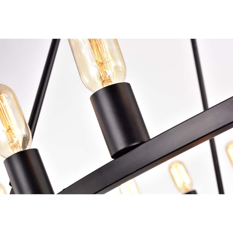 The Gray Barn Liam Matte Black 33-Light 48-inch 2-Tier Round Wagon Wheel Chandelier