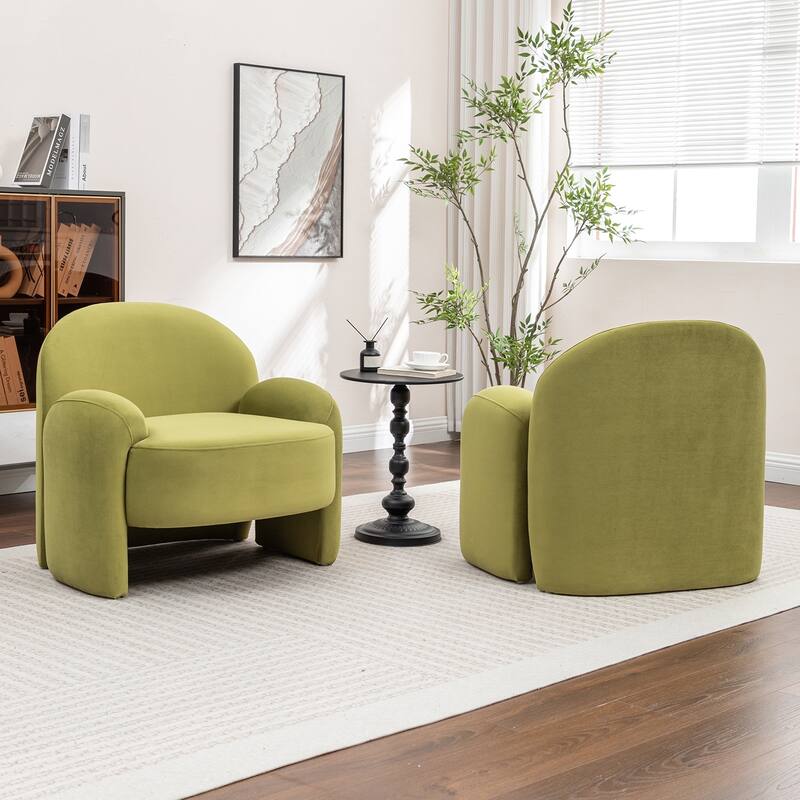 SEYNAR Modern Glam Velvet Thickened Seat Cushion Accent Chair Set of 2