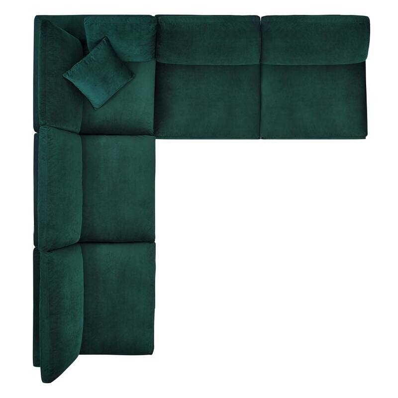 Commix Down Filled Overstuffed Velvet 5-Piece Sectional Sofa