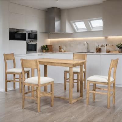 5 Piece Counter Height Dining Set w/ Dining Table and 4 Dining Chairs