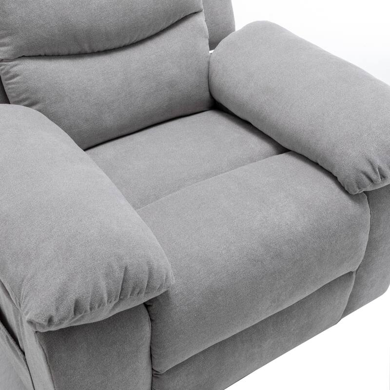 Ergonomic Electric Recliner Chair Velvet Single Sofa Recliner Chair with 8 Point Vibration Massage, Heating and Side Pocket