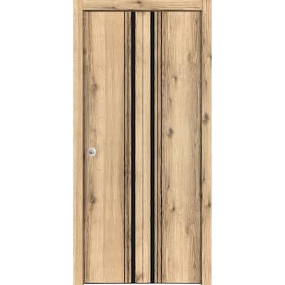 Bi-fold Doors 36 x 80 Planum 0011 Oak with Sturdy Tracks