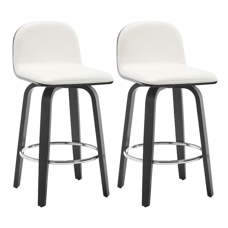 Faux Leather Upholstered Swivel Counter/ Bar Stools with Wood Frame