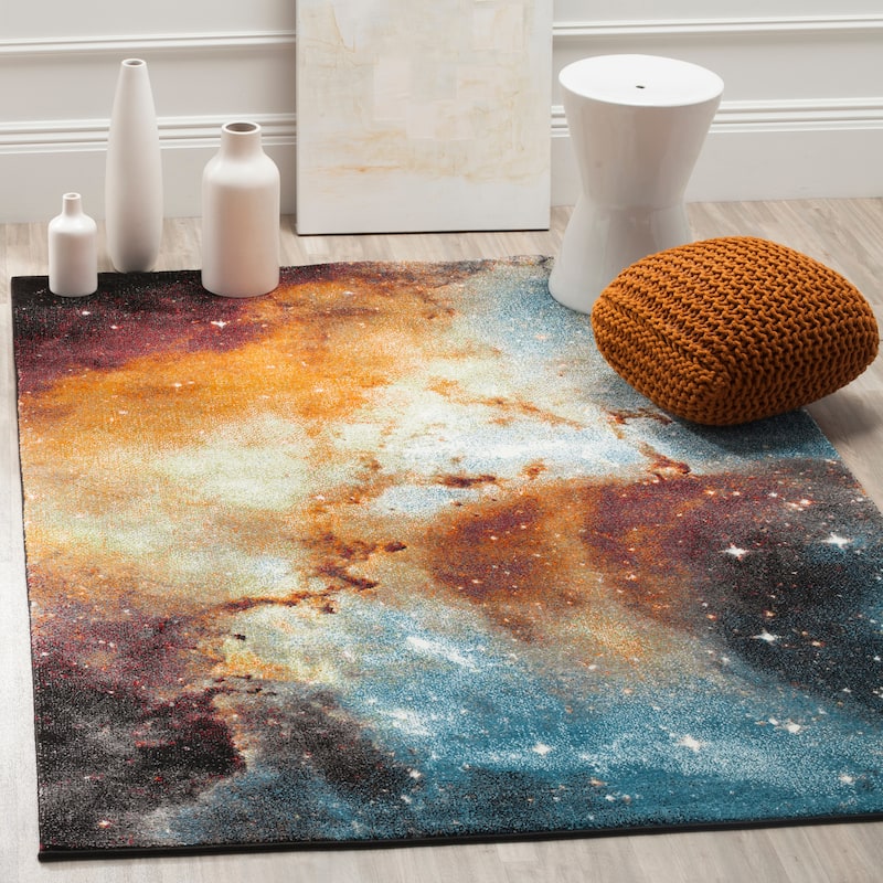 SAFAVIEH Galaxy Ljiljana Modern Abstract Celestial Rug - 6'7" x 9' - Orange/Multi