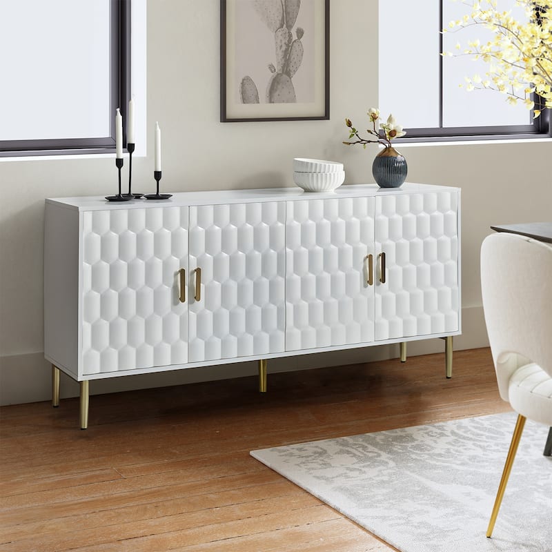 Kaletan 63" Wide Modern Sideboard with Adjustable Shelves by HULALA HOME - White