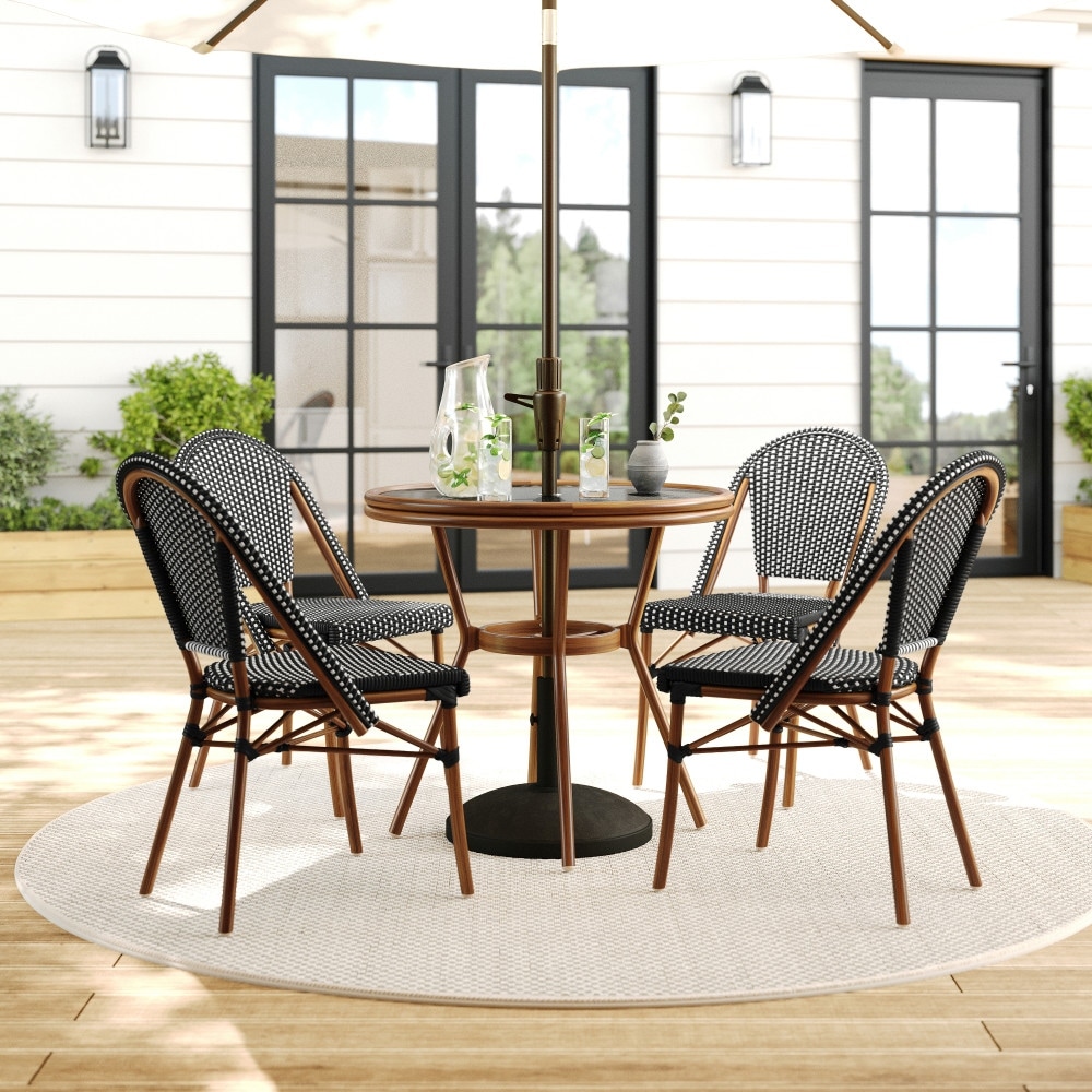 Martha Stewart All Weather Woven Bistro Table and Chairs Set with Aluminum  Frames - 19\, image size:1000x1000