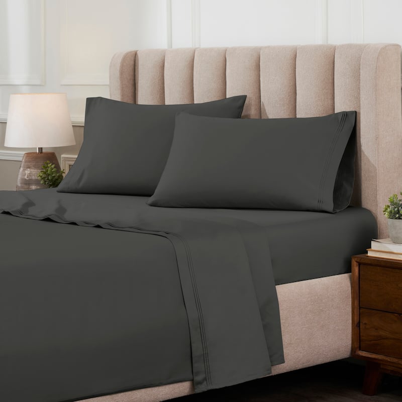 Superior Egyptian Cotton 1000 Thread Count Deep Pocket Solid Sheet Set - California King - Grey