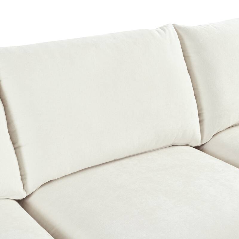132.3" Linen Blend U-Shaped Sectional Sofa with Ottomans & Storage