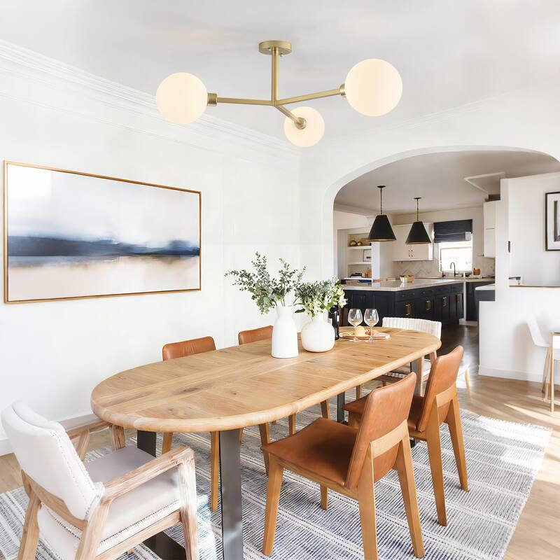 3-Light Semi Flush Mount Ceiling Light with Frosted Glass Shade