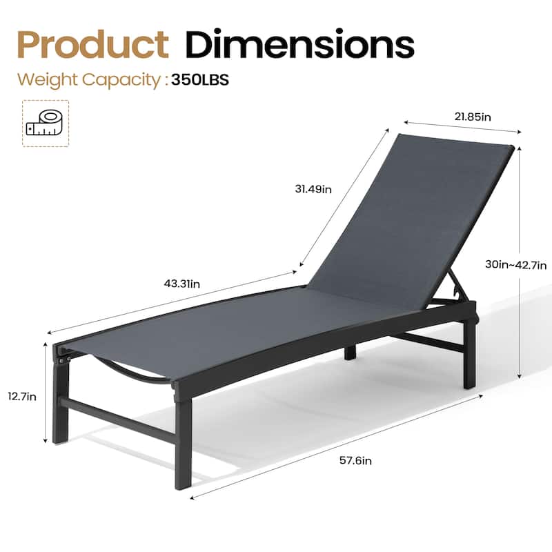 Outdoor Patio Adjustable Chaise Lounge Chairs